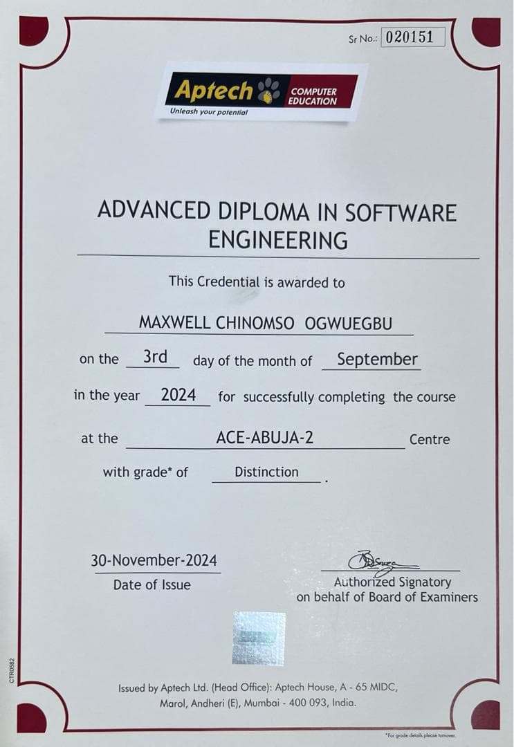 Advanced Diploma in Software Engineering